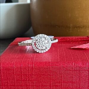 925 Silver Moissanite Cluster Halo Ring